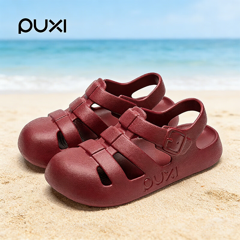 朴西【官方正品】朴西罗马鞋女款新款凉鞋拖鞋夏季户外穿凉拖圆头拖鞋 焦糖棕 【搭配袜子穿更舒适】 39-40 【推荐买大一码】