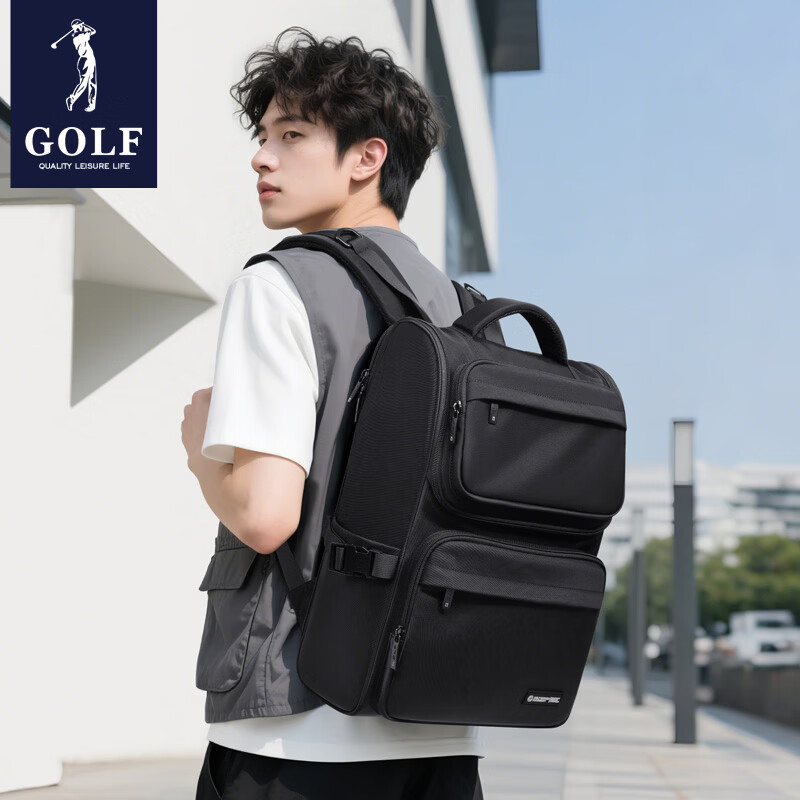 高尔夫(GOLF)双肩包男女百搭背包女休闲旅行学生书包防泼水出游背包【Q】 款式12-夜黑