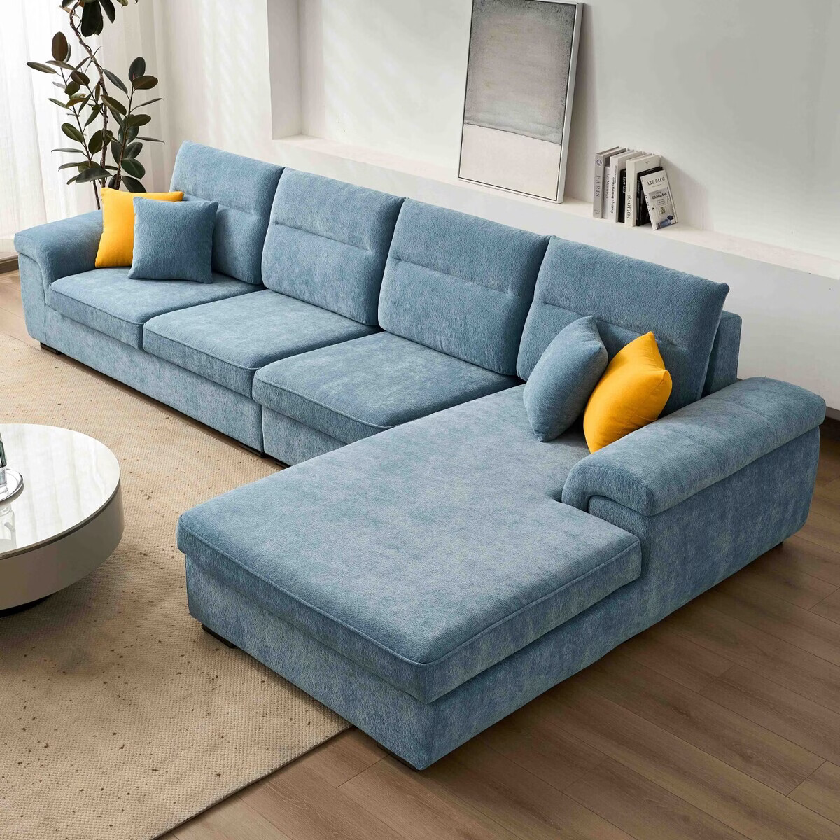 溥畔可拆洗棉麻布艺沙发 现代简约L形沙发 高回弹海绵家用小户型 直排三人位2.6米 沙发+茶几进口原浆乳胶[水洗工艺防螨抗菌坐感