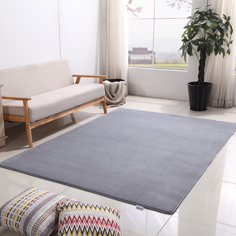 地毯客厅茶几毯卧室床边现代简约短绒儿童柔软2026新款家用飘窗毯 浅灰色点塑底 60cm*200cm 1件