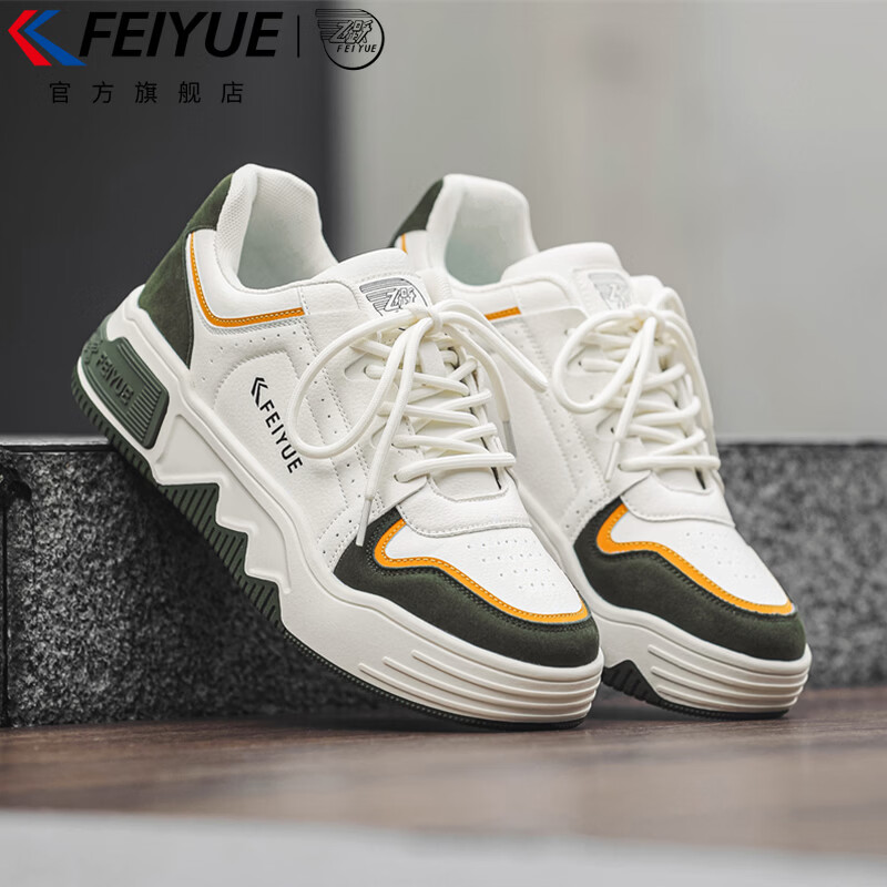 飞跃（Feiyue）官方男鞋德训鞋男休闲时尚百搭潮流舒适厚底增高运动板鞋男鞋子男 米军绿色 42