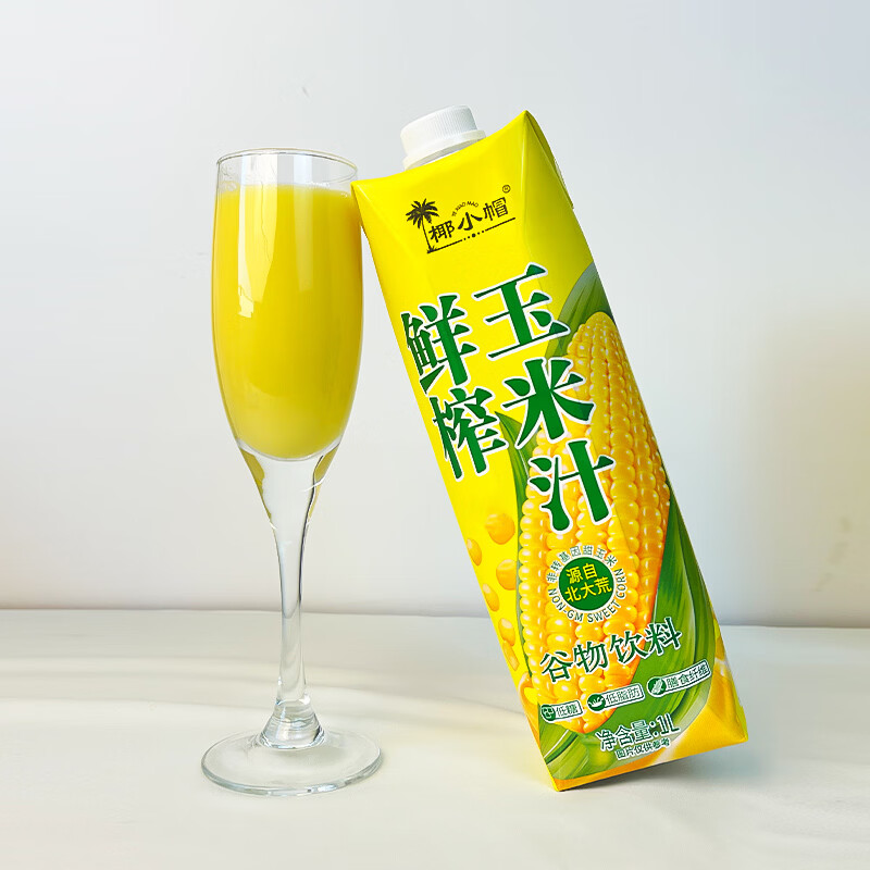 椰小帽鲜榨玉米汁非浓缩还原清香浓郁谷物饮品 100%玉米汁 1L*2瓶