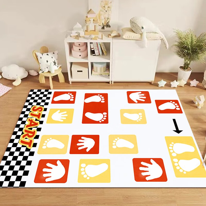 益智小游戏客厅地毯卧室儿童房可爱卡通满铺加厚短绒毯子 手脚并用