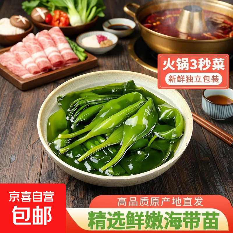 霞浦新鲜盐渍精选原料海带苗凉拌脆嫩翠绿爽滑脆嫩煲汤火锅食材 500g*2袋