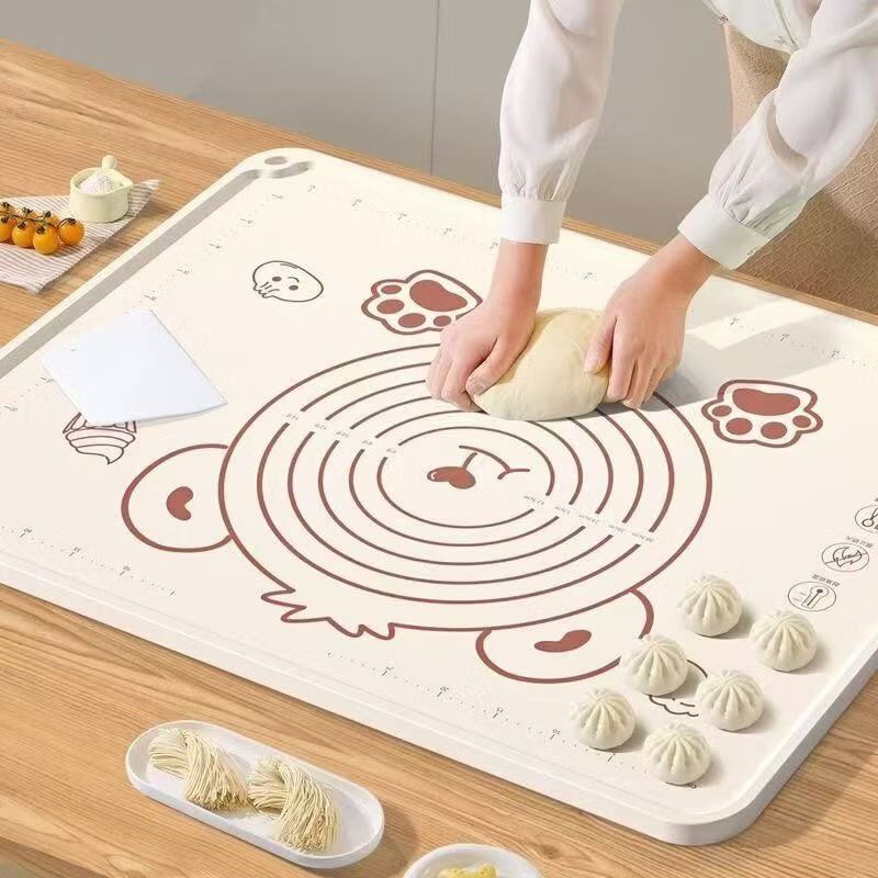 【3件套】硅胶垫加厚加大防水揉面垫子家用擀面垫和面垫烘焙面板 加厚防水边【70*50cm】揉面垫+切面刀+擀面杖