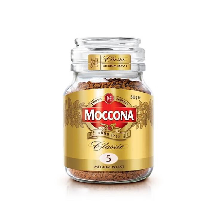 摩可纳（Moccona）荷兰意式浓缩咖啡摩可拿速溶黑咖啡粉 摩可纳中度烘培50克*1【精致尝鲜