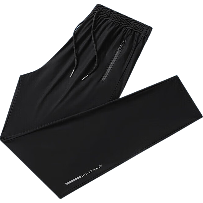 JEEP SPIRIT吉普【两件装】运动裤男夏季新款直筒九分休闲裤子男高弹冰丝长裤 黑色直筒+灰色束脚 XL （建议115-130斤）