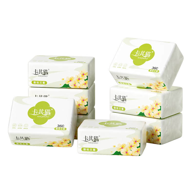 卡其猫5层360张24包商超同款大规格超韧纸巾抽纸餐巾纸卫生纸家用实惠装 5层 360张*24包 商超同款超韧纸巾（4提）