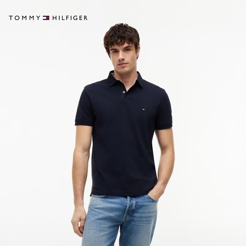 Tommy Hilfiger26春夏新款男装珠地棉休闲商务通勤纯色合身短袖T恤POLO衫