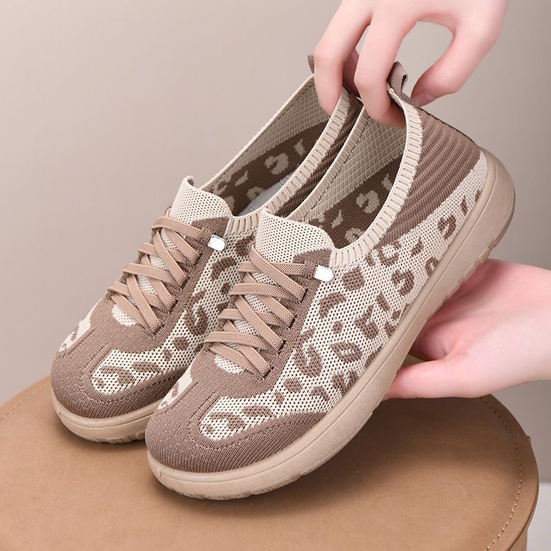 2026春季新款洋气豹纹软底时尚妈妈防滑休闲轻便舒适女鞋zcy 卡其色 38