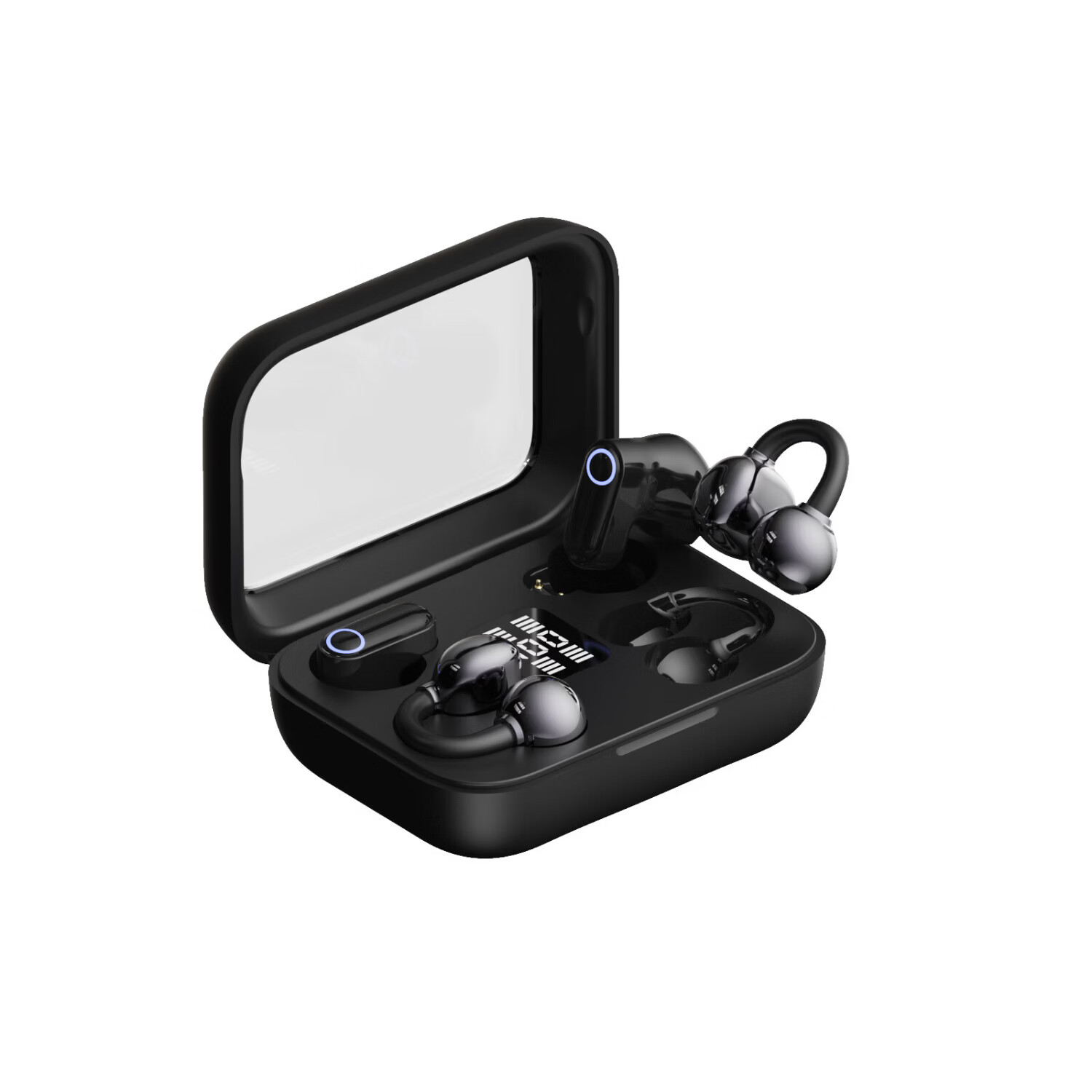 艾勒丝汀 蓝牙耳机无线耳夹式骨传导概念双耳半入耳二合一通话降噪超长续航跑步运动 【石墨黑丨高保真Ultra版】2副耳机 影院级IMAX音效丨钛丝技术3.0丨Ai双重防漏