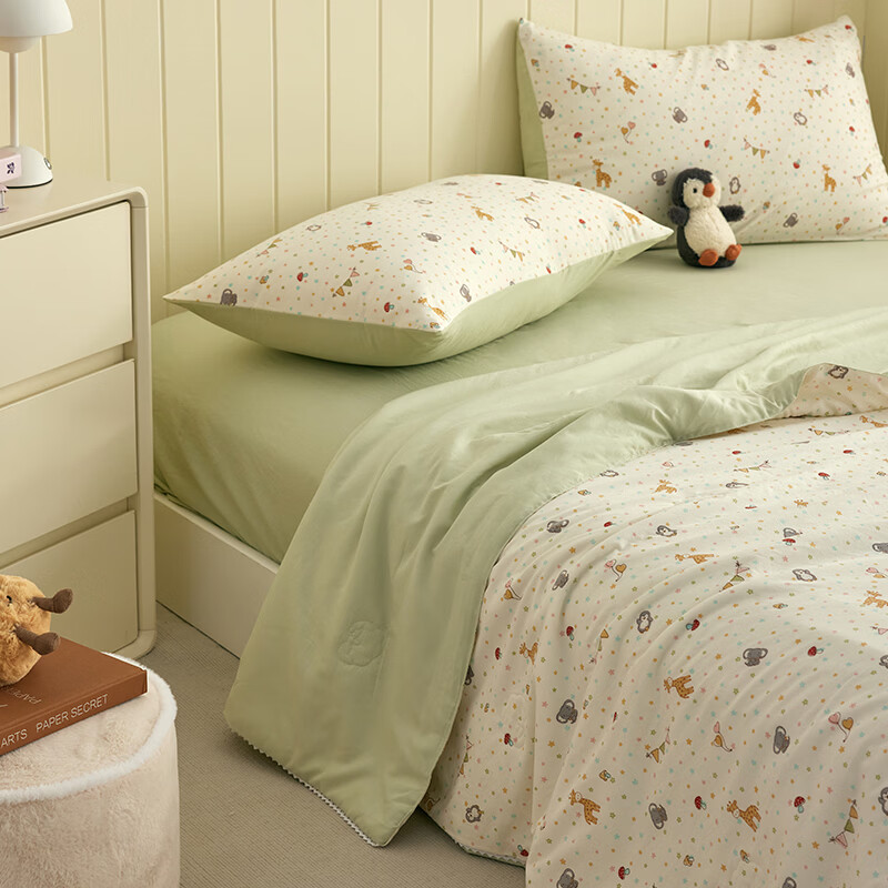 多喜爱棉花夏被空调被夏凉被可机洗夏季学生宿舍单人双人被子被芯 100%新疆棉芯夏薄被-萌动时光 152cm*218cm