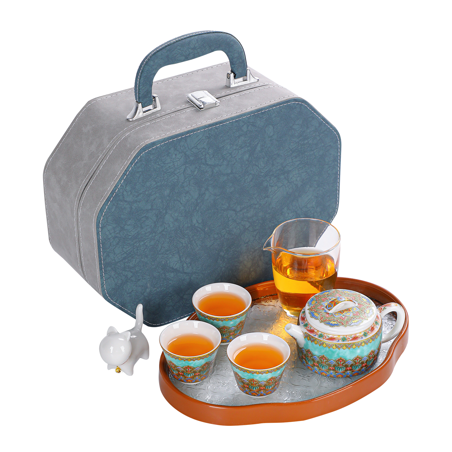 言藝琺瑯彩茶具套裝家用客廳陶瓷茶壺茶杯禮盒裝送禮長輩領(lǐng)導(dǎo)高檔禮品