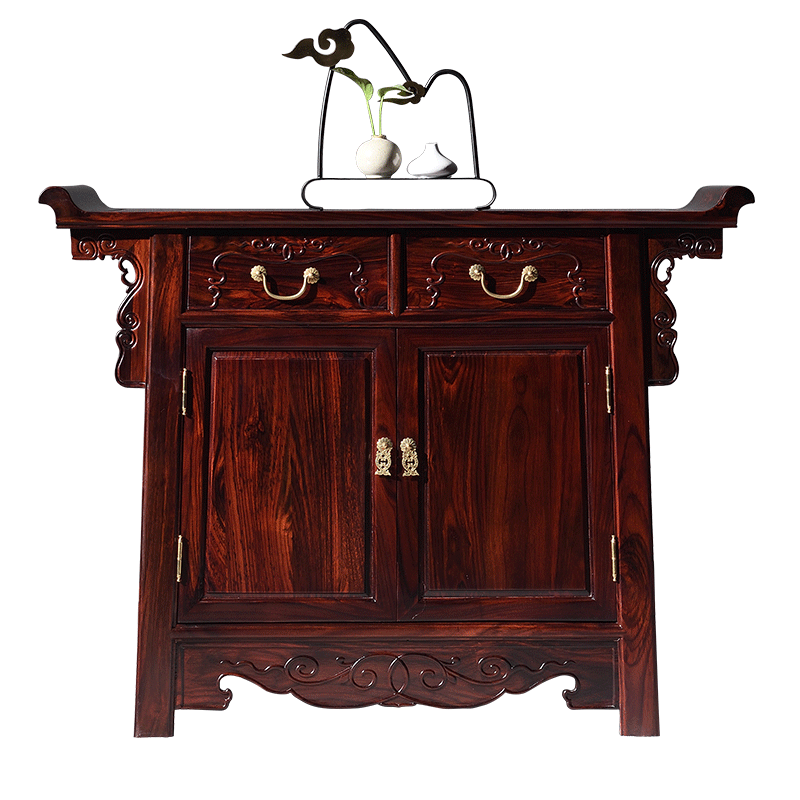 木中央 红木家具 印尼黑酸枝(学名:阔叶黄檀)中式翘头柜 餐边柜实木2门储物柜 二联柜玄关柜神台 两门翘头柜103*42*86