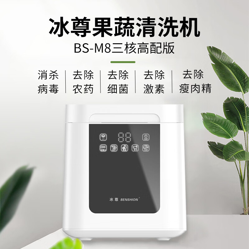 冰尊（BENSHION）果蔬清洗机家用洗菜机病毒灭活率99.99%羟基水离子电解食材净化机果蔬解毒机净化器M8 机器标配