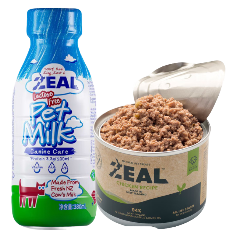 ZEAL0号罐无谷罐头+牛奶 犬罐羊肉配方170g+犬用牛奶380ml