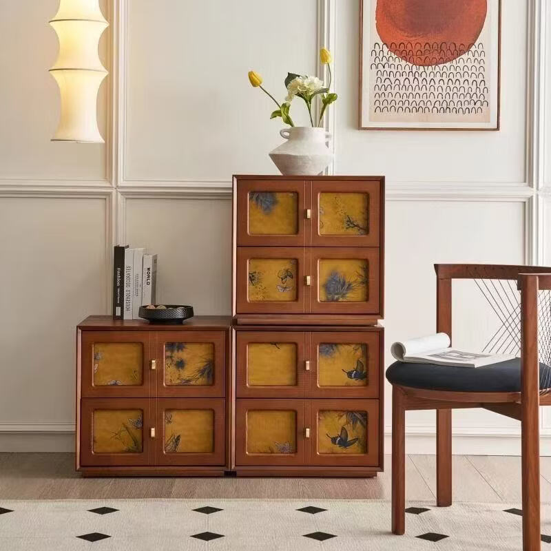 香云纱斗柜电视柜法式复古斗柜客厅靠墙柜子 黑色 50*40*50cm【整张发货】