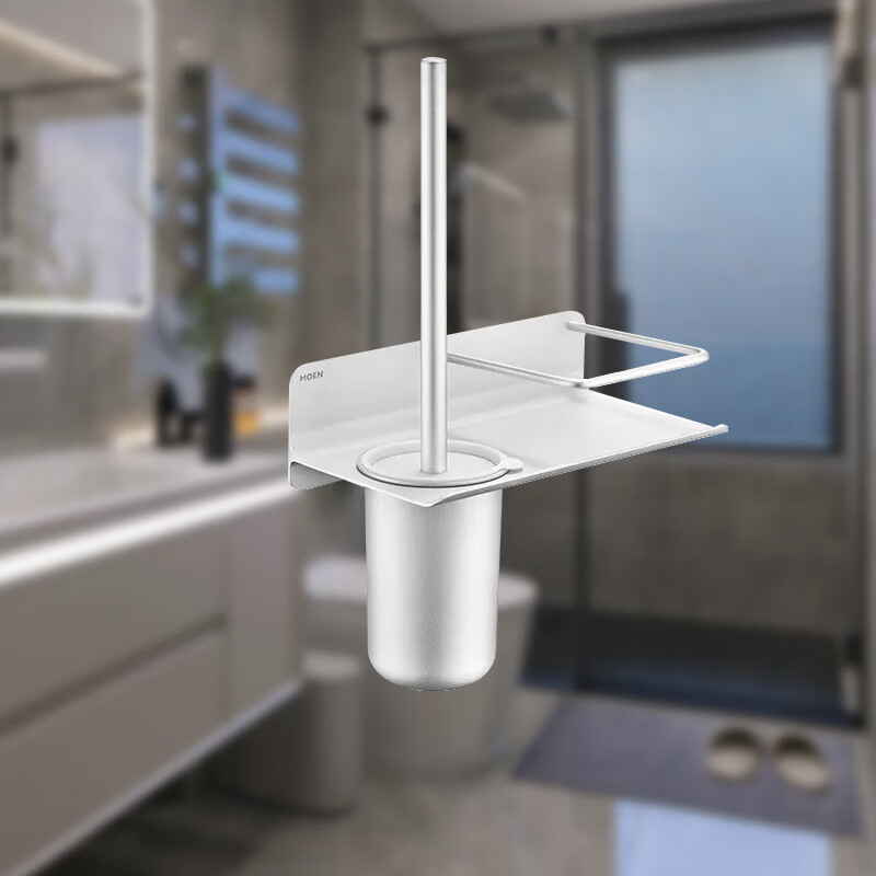 摩恩（MOEN）特价摩恩浴巾架毛巾架黑色单杆简约毛巾杆卫生间卫浴置物架清仓 摩恩马桶刷架(星际银)ACC2706