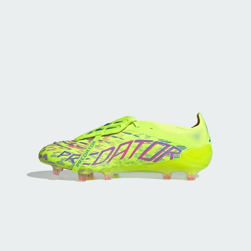 adidas PREDATOR ELITE FT FG长钉翻折鞋舌款足球鞋男女阿迪达斯 亮柠檬黄/亮粉/融合蓝 42