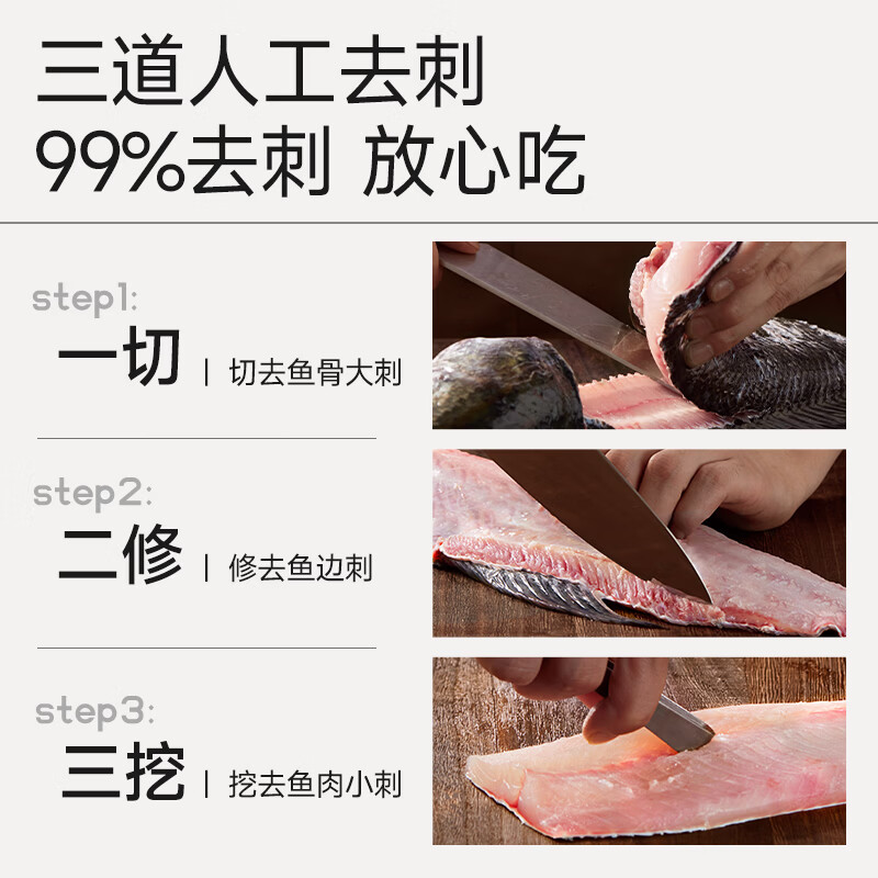 小熊早安去刺黑鱼片450g/袋 冷冻鱼片免浆 免切免洗 方便菜 叮叮懒人菜 【专为儿童定制】去刺黑鱼片450g*3