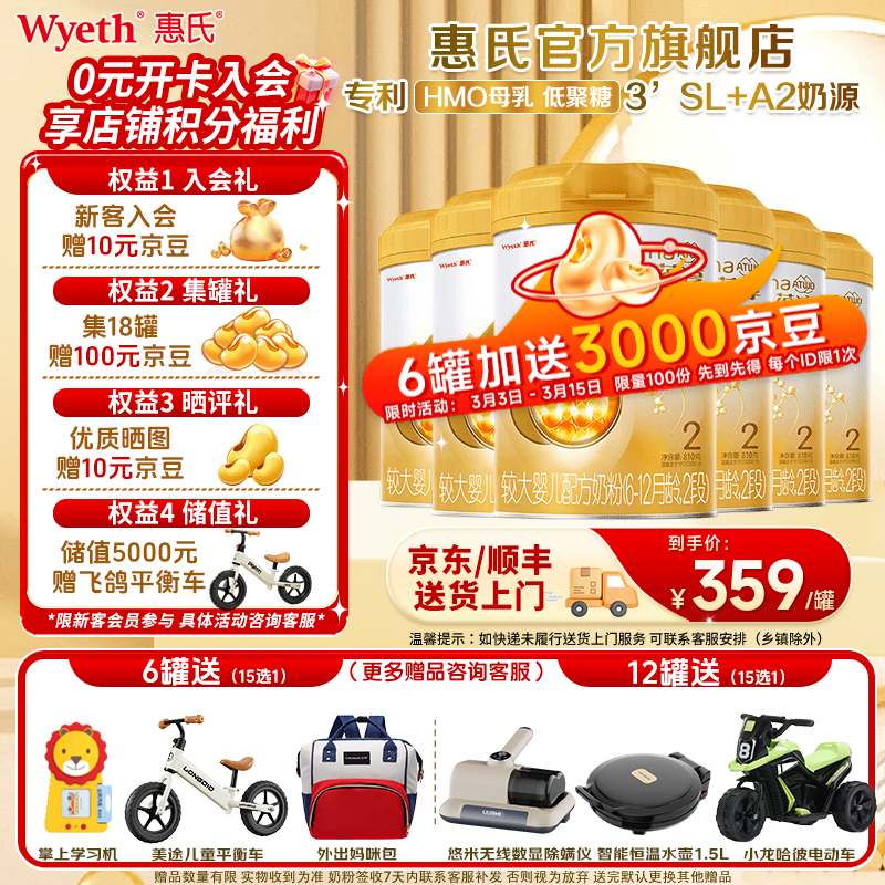 Wyeth/���� �����̴�A2 2�� Ӥ���̷� 810g 6�� 2154Ԫ