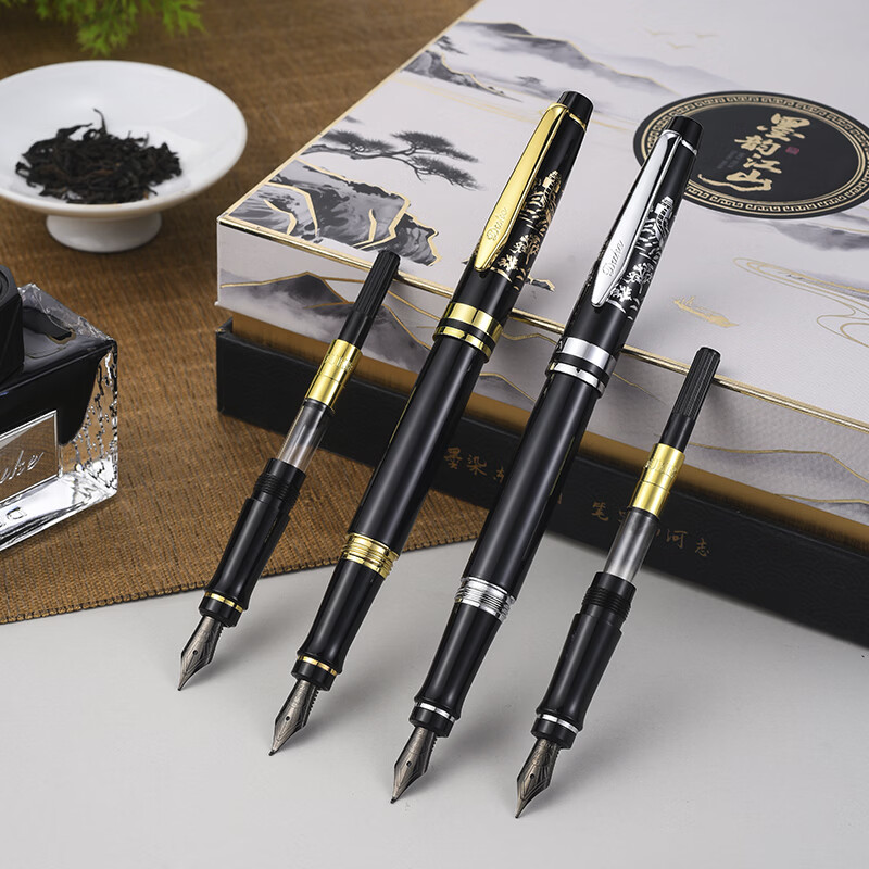 DUKE尊礼臻选列对笔套装铱金笔宝珠笔套装书法美工笔墨水替换练字签名教师节礼物3 墨韵江山金色(L+F)1.0mm+0.5mm