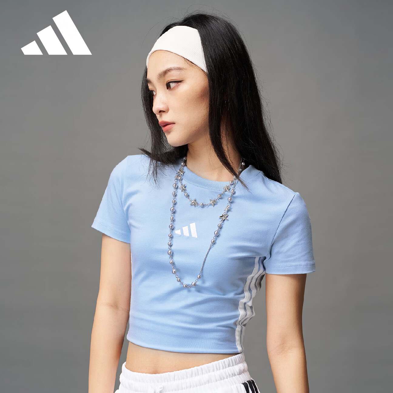 阿迪达斯（adidas）女子运动型格系列 W 3S SJ BABY T 短袖T恤 JE1241 蓝色 L