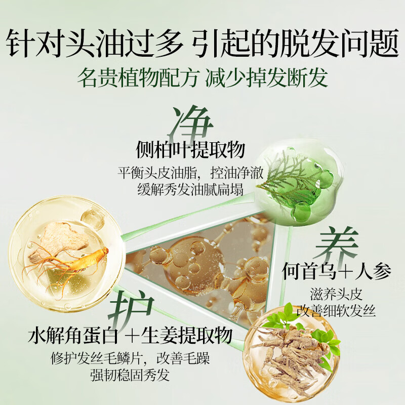 霸王防脱洗发水套装人参熬夜压力大脱发强韧发根洗发露男女士 防脱洗发水500ml*3瓶【1年稳固装】