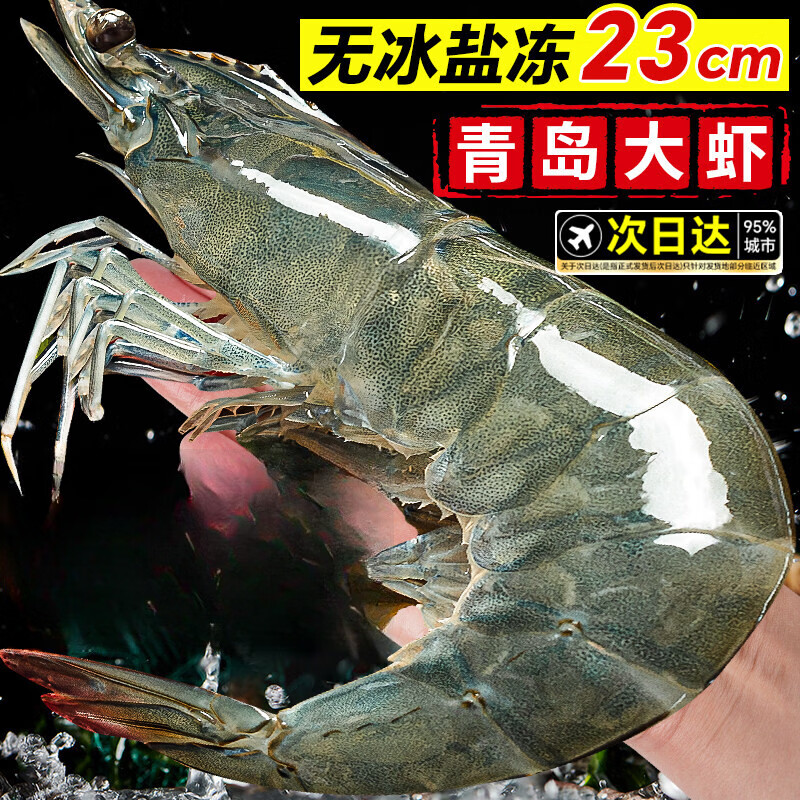 生鲜基围虾大虾鲜活速冻超大特大青虾冷冻青岛对虾速冻海虾类海鲜 15-18cm 1千克(净重)  1500g
