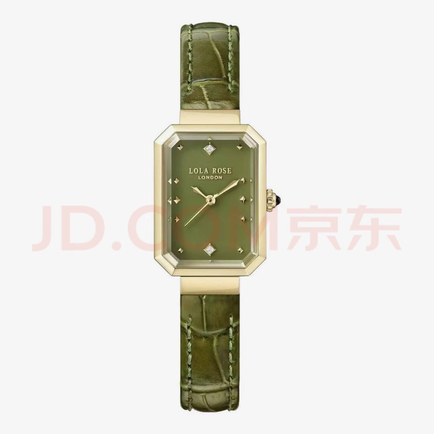 LOLAROSE罗拉玫瑰经典玫瑰方糖小绿表闪耀款手表女士轻奢新年礼物 孔雀石闪星刻度
