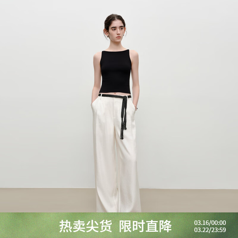 自巧小个子老钱风收腰马甲直筒休闲裤套装女2026夏季新品无袖衬衫 雅白色休闲裤 S （尺码：3）