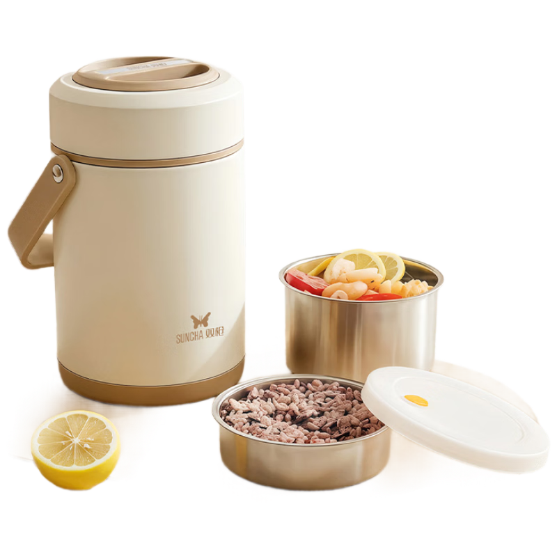 双枪保温饭盒 保温桶上班族304不锈钢上班族小学生带盖餐盒三层2L