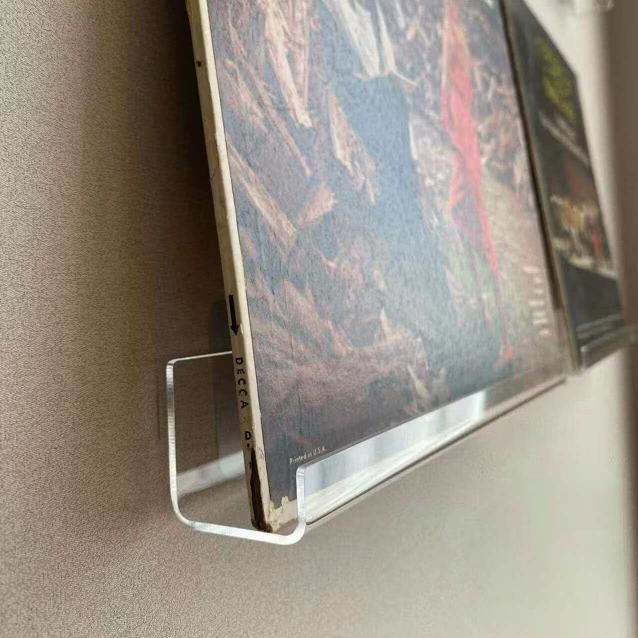 透明亚克力黑胶唱片挂墙架CD展示架 家用墙面装饰唱片收纳置物架 12寸款（16个）+免钉无痕胶