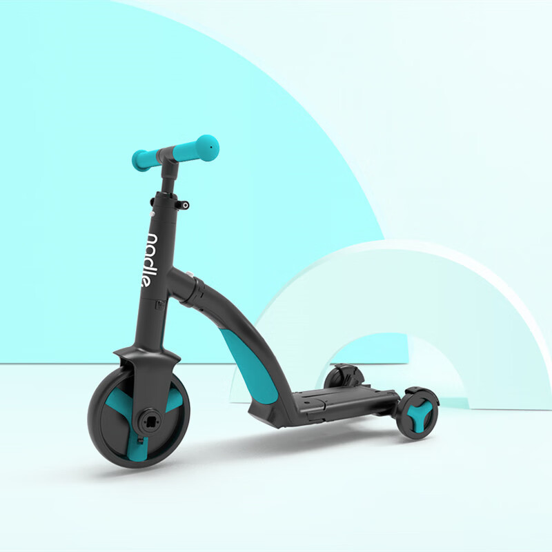 Nadle纳豆儿童三轮车脚踏车可推可骑可滑五合一宝宝遛娃神器婴儿手推车 蒂芙尼蓝基础版【三合一】