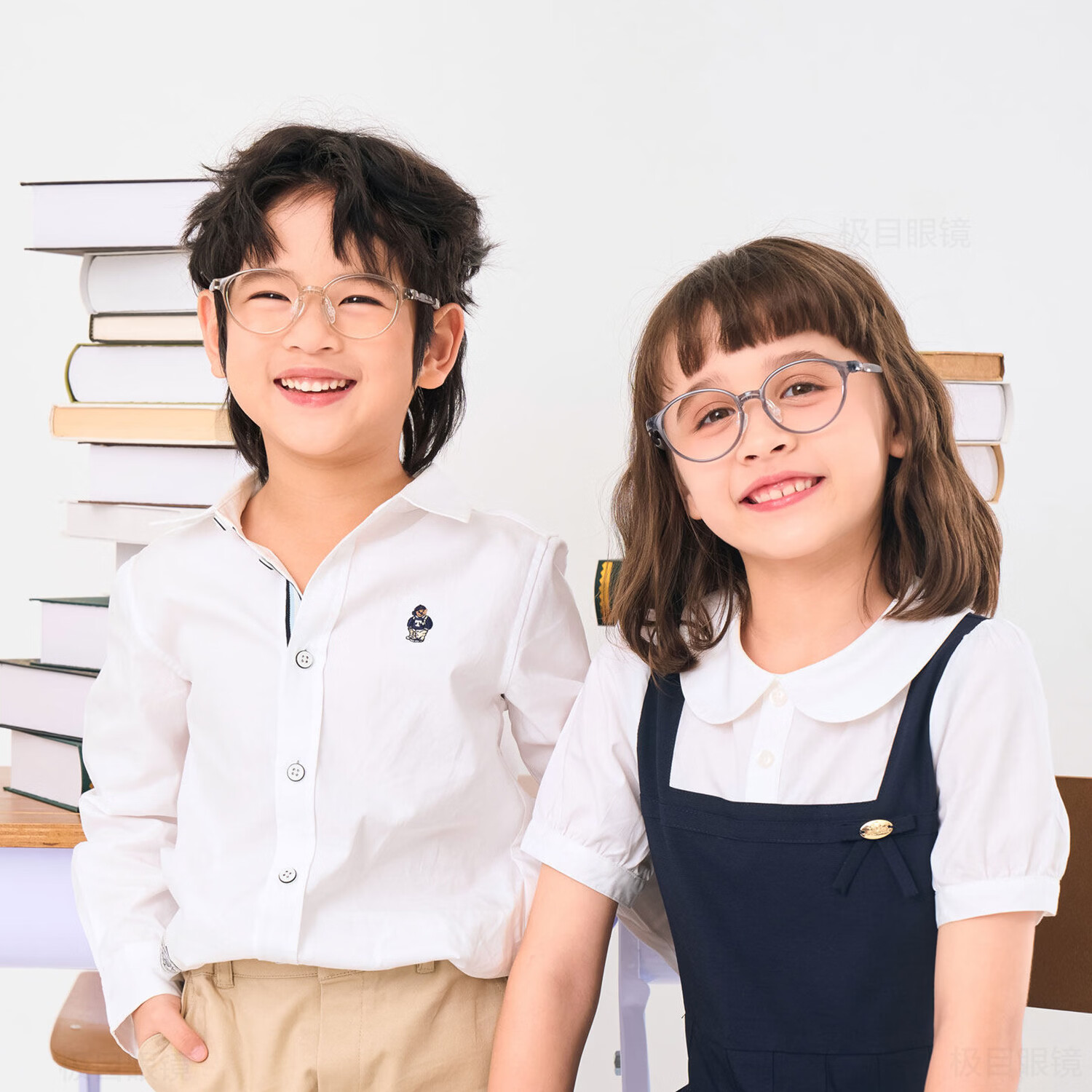 李白儿童镜架白系列柔软硅胶防滑鼻托学生小孩近视配防控离焦眼镜框 白启航055系列【46-15颜色请备注】