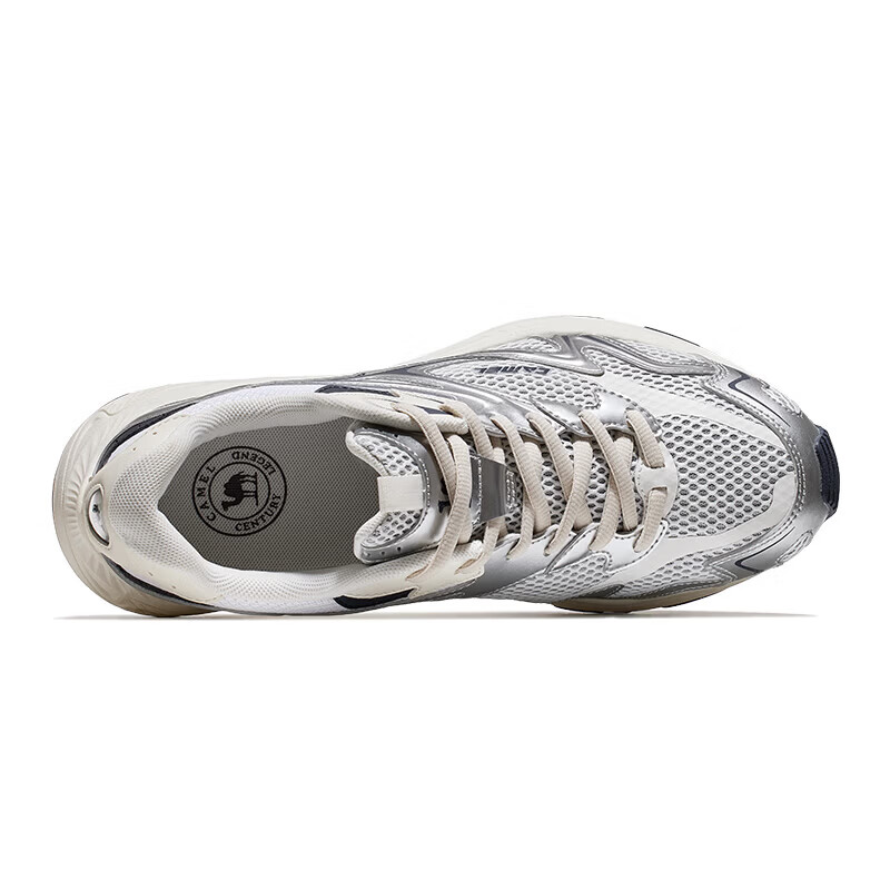 骆驼（CAMEL）光焰2.0运动鞋2026休闲鞋男女鞋跑步鞋缓震透气慢跑鞋 K16BX53011，浅米白/银白，男 42