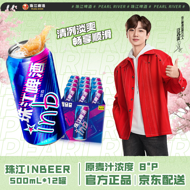 珠江啤酒（PEARL RIVER）8度 珠江InBeer啤酒 500ml*12听 整箱装 京东自营