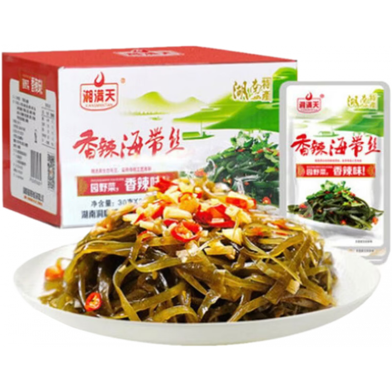 湘滿天MANTIAN）新品香辣海帶絲28g湖南特產下飯菜麻辣咸菜零食即食小吃 香辣海帶絲6盒28克120包