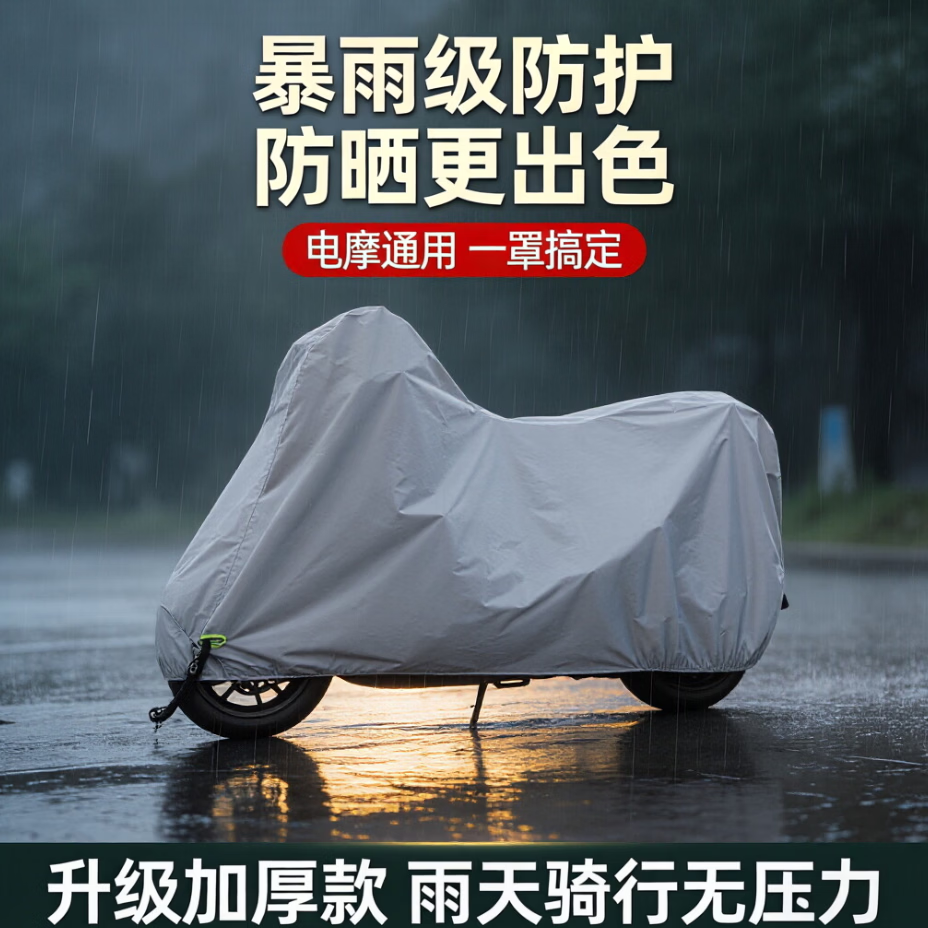 电动车防雨罩加厚车罩防晒通用摩托车电瓶车衣遮雨挡风自行车雨披 【宽1.2*长2.2m】升级加厚银灰色