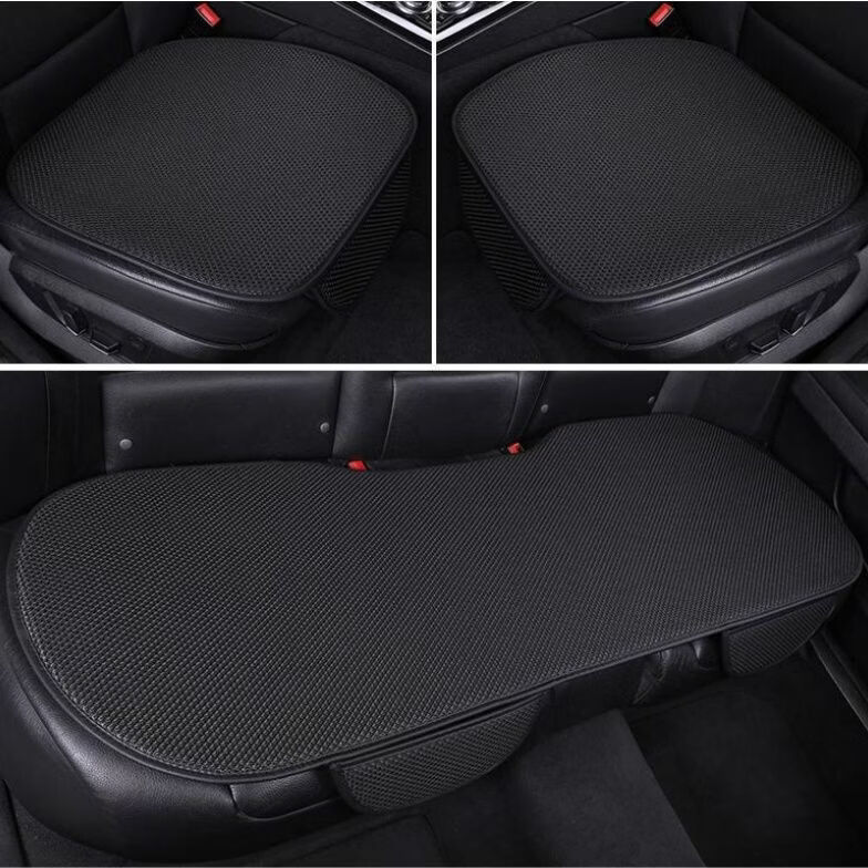 汽车坐垫三件套舒适透气冰丝座椅垫防滑四季汽车座椅座垫汽车坐垫 【高品质冰丝款】黑色 全车五座三件套