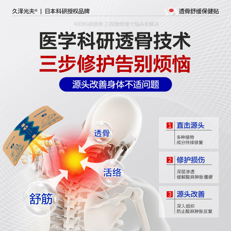 QZGY布洛芬芬凝胶止痛膏贴筋骨疼痛贴缓解局部组织肌肉疼痛肩颈腰腿 3盒舒适装【中度疼痛】 【官方直售 品质保障】
