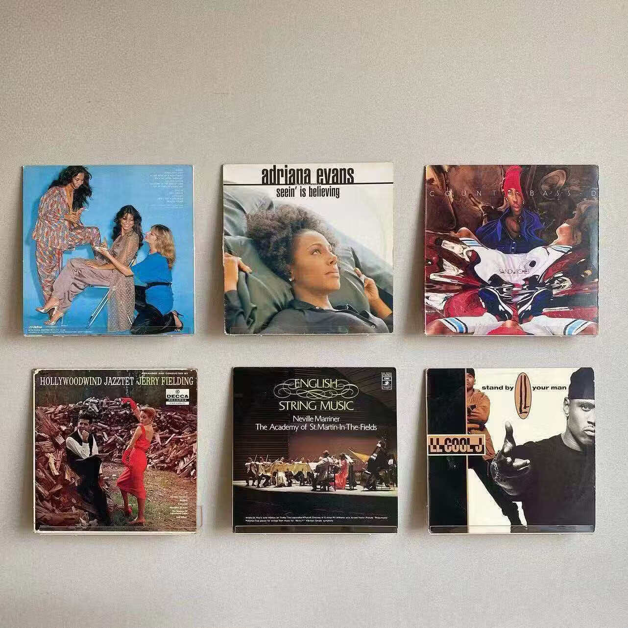 透明亚克力黑胶唱片挂墙架CD展示架 家用墙面装饰唱片收纳置物架 12寸款（16个）+免钉无痕胶