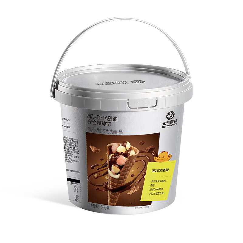 光合星球脆桶杯兒童零食高鈣DHA藻油巧克力磨牙棒餅干分享裝 500g