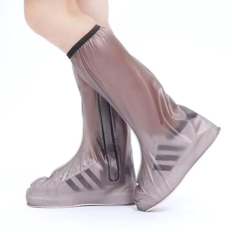 旅行鞋套长筒防水鞋套防滑耐磨加厚防护雨鞋套雨天防雨防户外鞋套 白色 M适合36-37码