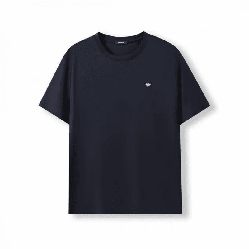 短袖小蜜蜂印花纯棉轻奢圆领T恤男女同款网红时尚休闲百搭夏季 买一送一【小蜜蜂】藏青色+黑色 2XL 建议140-155斤