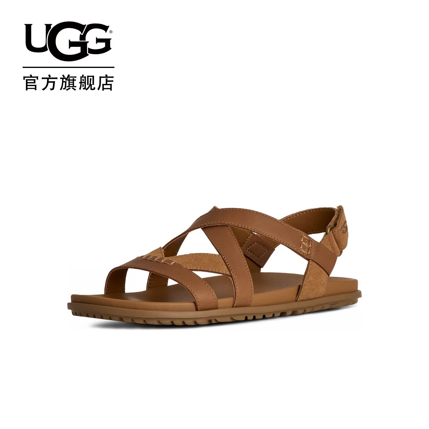 UGG夏季新款女士舒适时尚纯色平底露趾休闲人字绑带款凉鞋1178851 CHE | 栗色 37 鞋款偏小,建议拍大一码