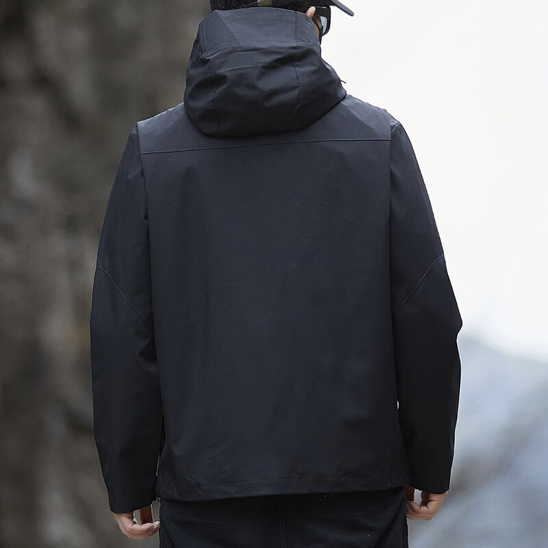 骆驼户外连帽防风防水冲锋衣外套 春秋男黑色宽松夹克衫 秘境紫 2XL