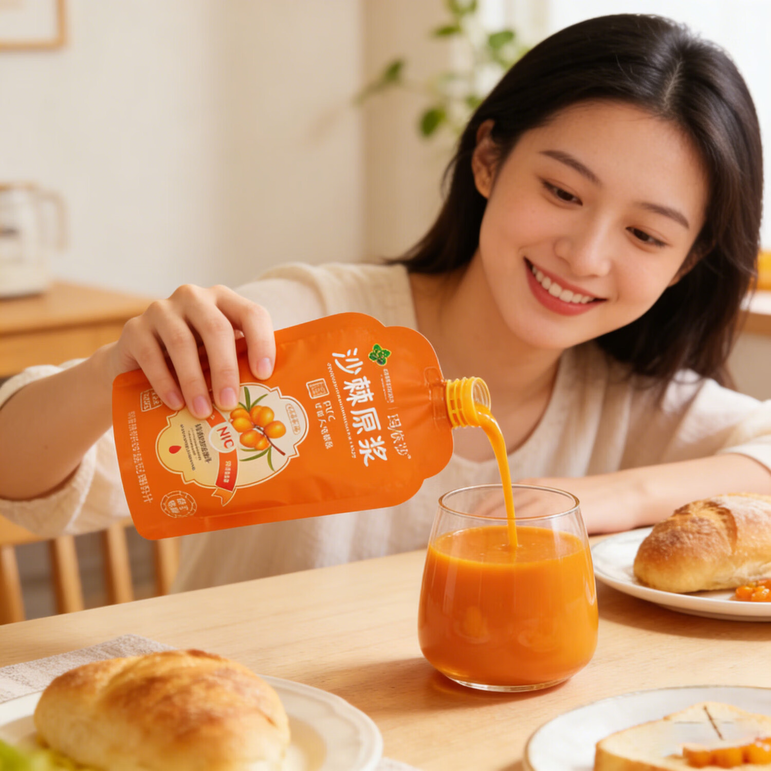 玛依莎新疆特产阿勒泰原生大果沙棘原浆野沙棘汁NFC鲜榨汁【京东快递】 沙棘原浆 500mL*4袋