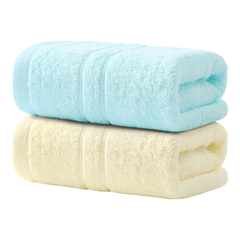 洁丽雅 毛巾成人纯棉洗脸洗澡全棉舒适柔软新疆长绒棉加厚吸水情侣面巾 两条装  黄+兰 2条