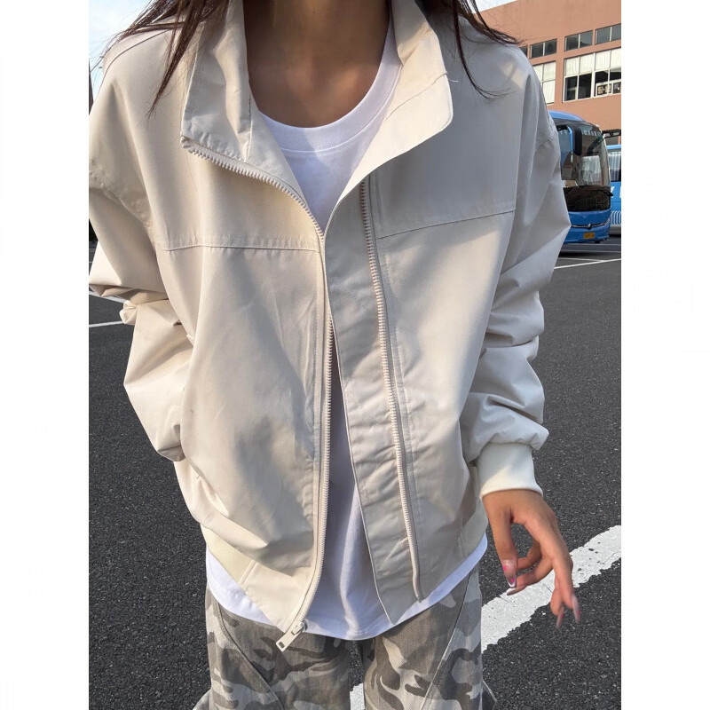 DEREJERINEbomber美式教练飞行夹克男款秋季痞帅立领棒球服cleanfit正肩外套 杏色 M